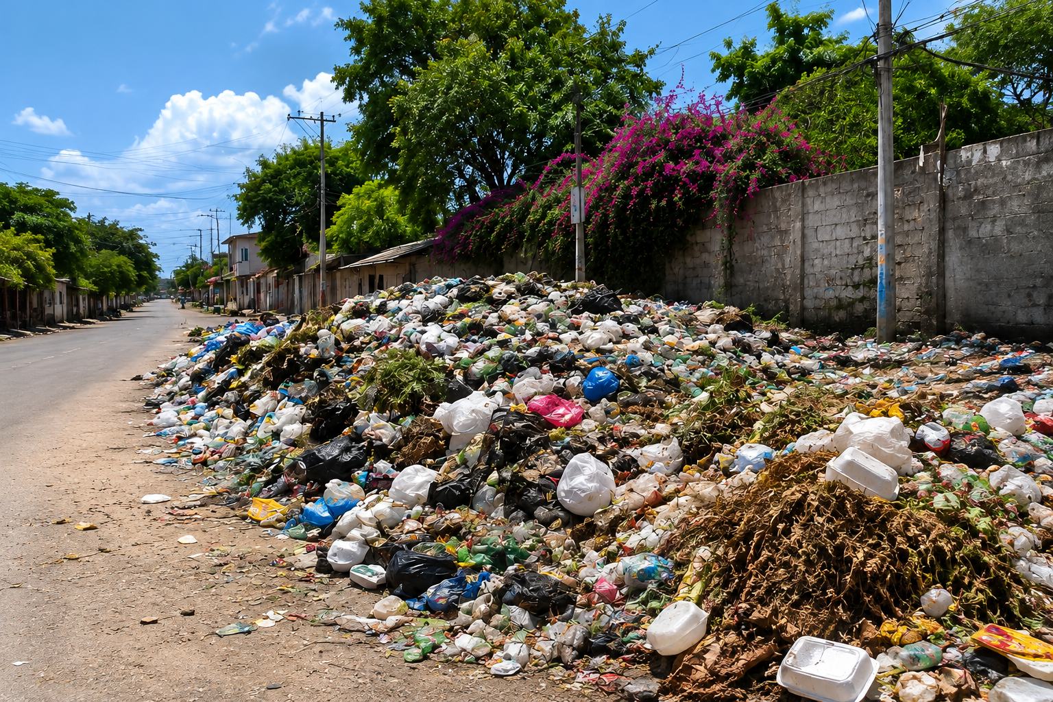 Accumulation d'immondices dans un quartier